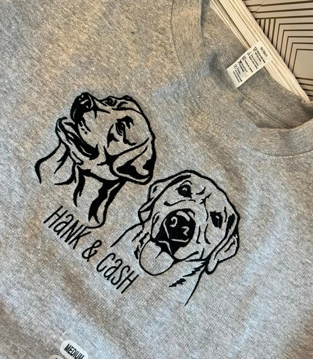 Custom pet sweatshirt with pet name and pawprint