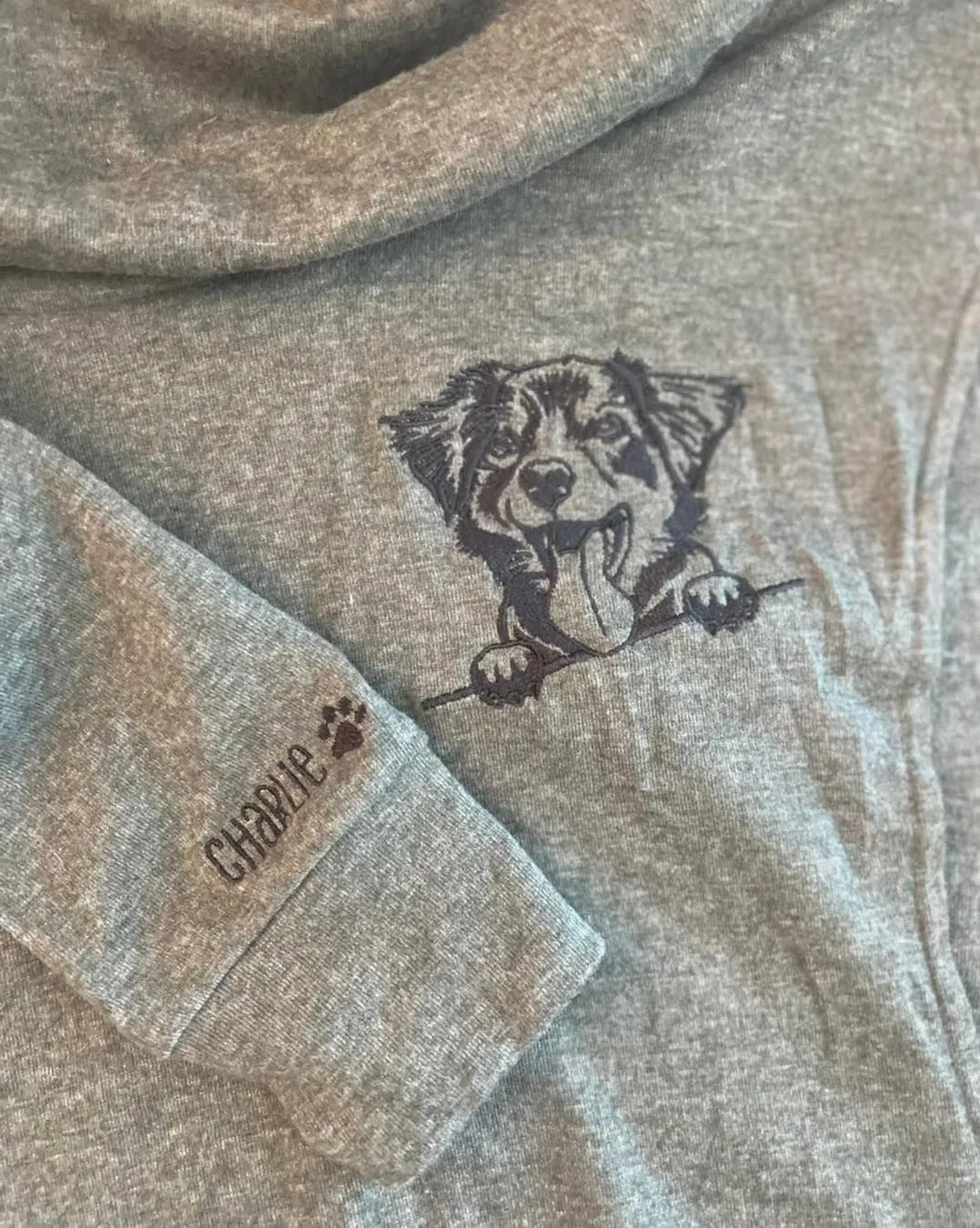 Custom pet sweatshirt with pet name and pawprint